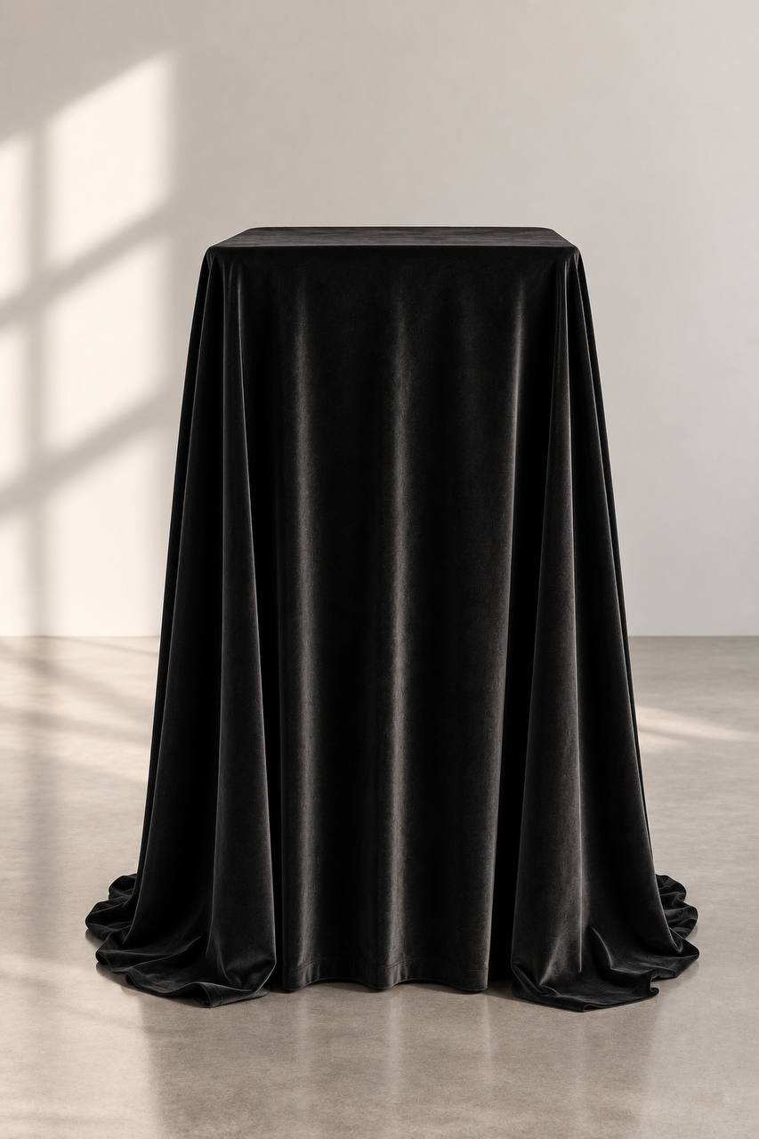 Samt-Tischdecke Schwarze Farbe 300 × 400 cm, bügelfrei
