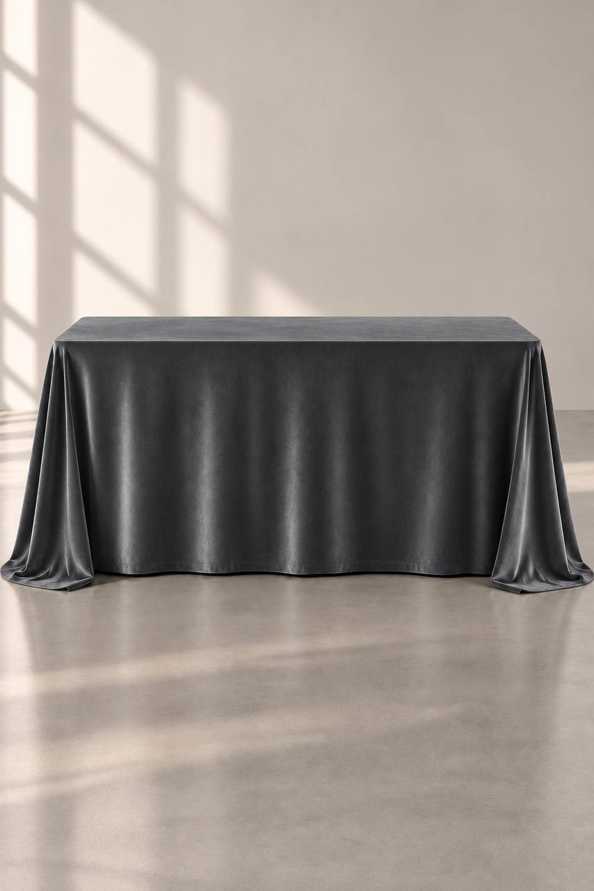 Samt-Tischdecke Dunkelgrau 300 × 400 cm, bügelfrei