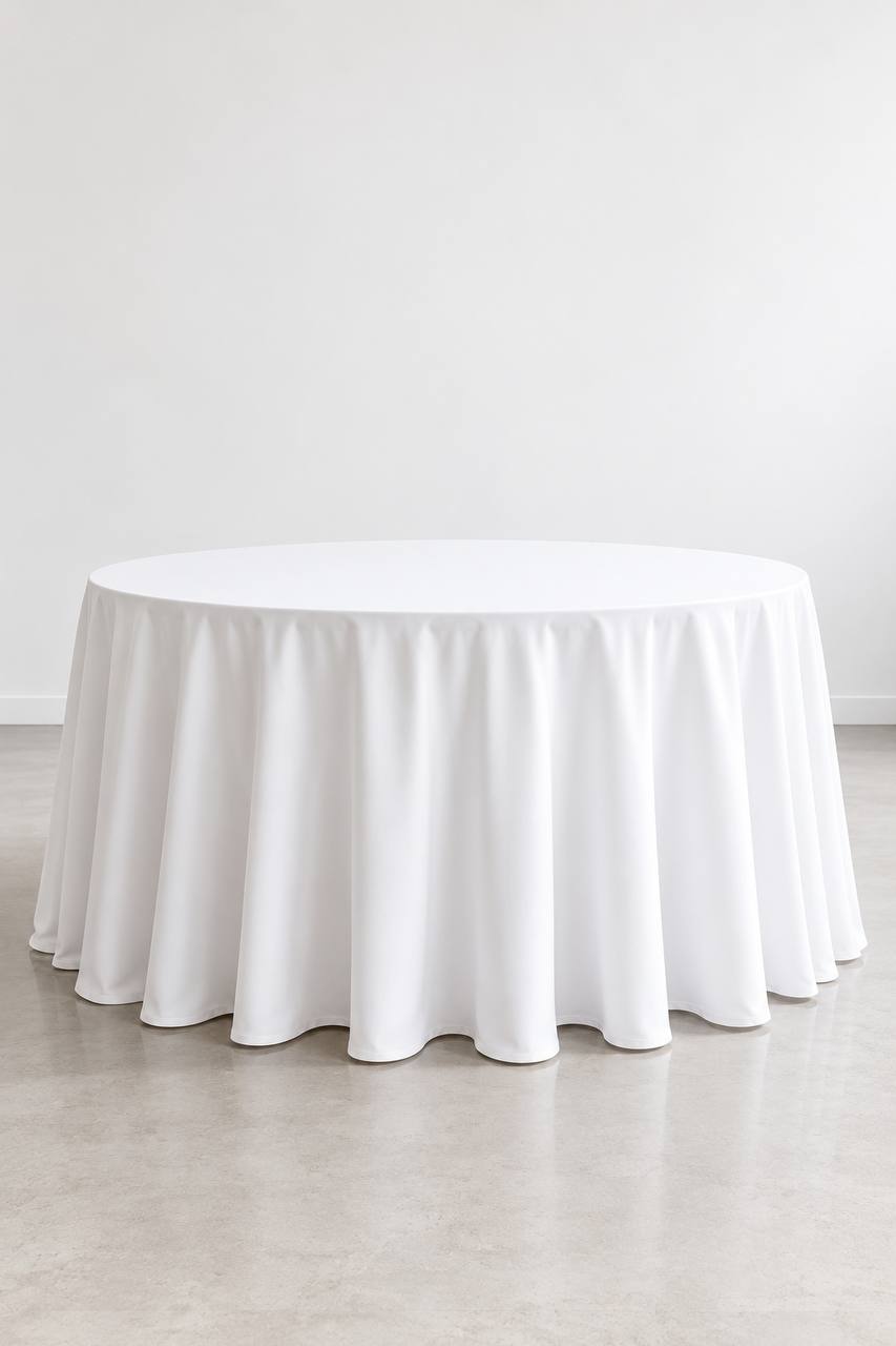 Runde Tischdecke Weiß – Ø 330 cm