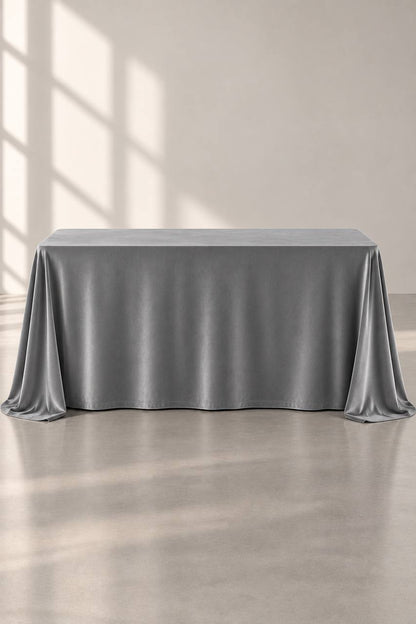 Samt-Tischdecke Grau 300 × 400 cm, bügelfrei