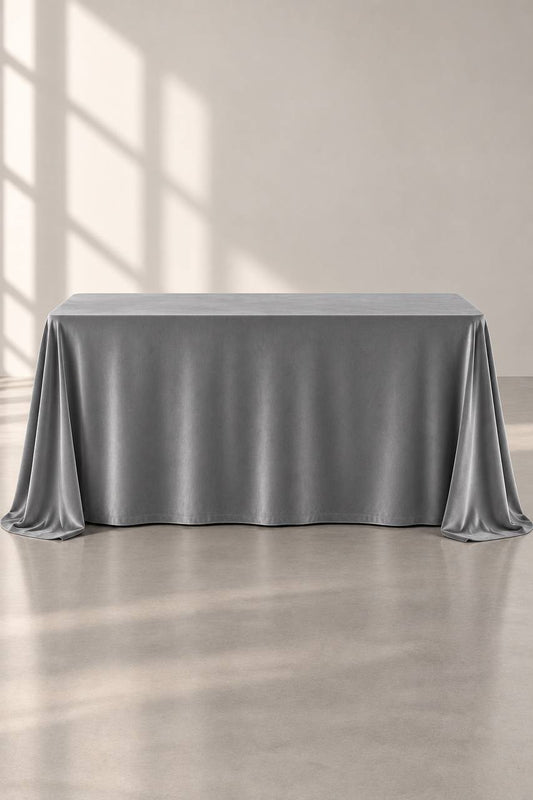 Samt-Tischdecke Grau 300 × 400 cm, bügelfrei