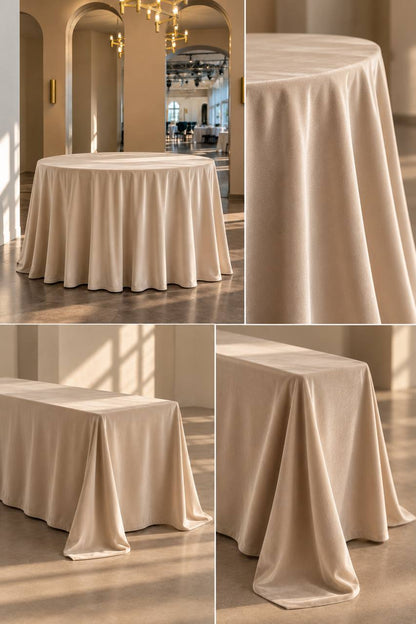 Samt-Tischdecke Hellbeige 300 × 400 cm, bügelfrei