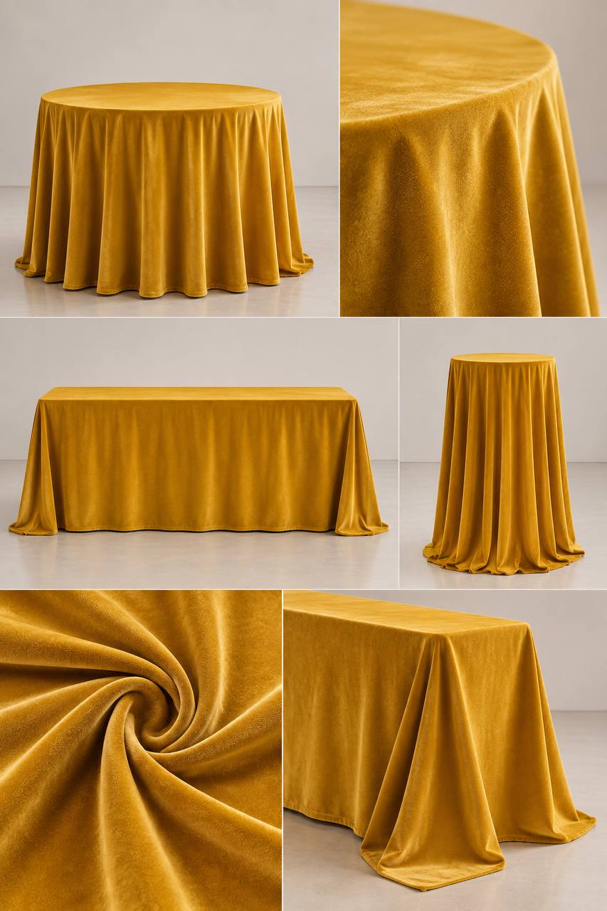 Samt-Tischdecke Senfgoldene Farbe 300 × 400 cm, bügelfrei (Copy)