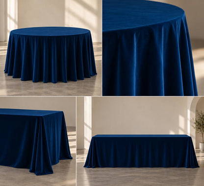 Samt-Tischdecke Dunkelblau 300 × 400 cm, bügelfrei