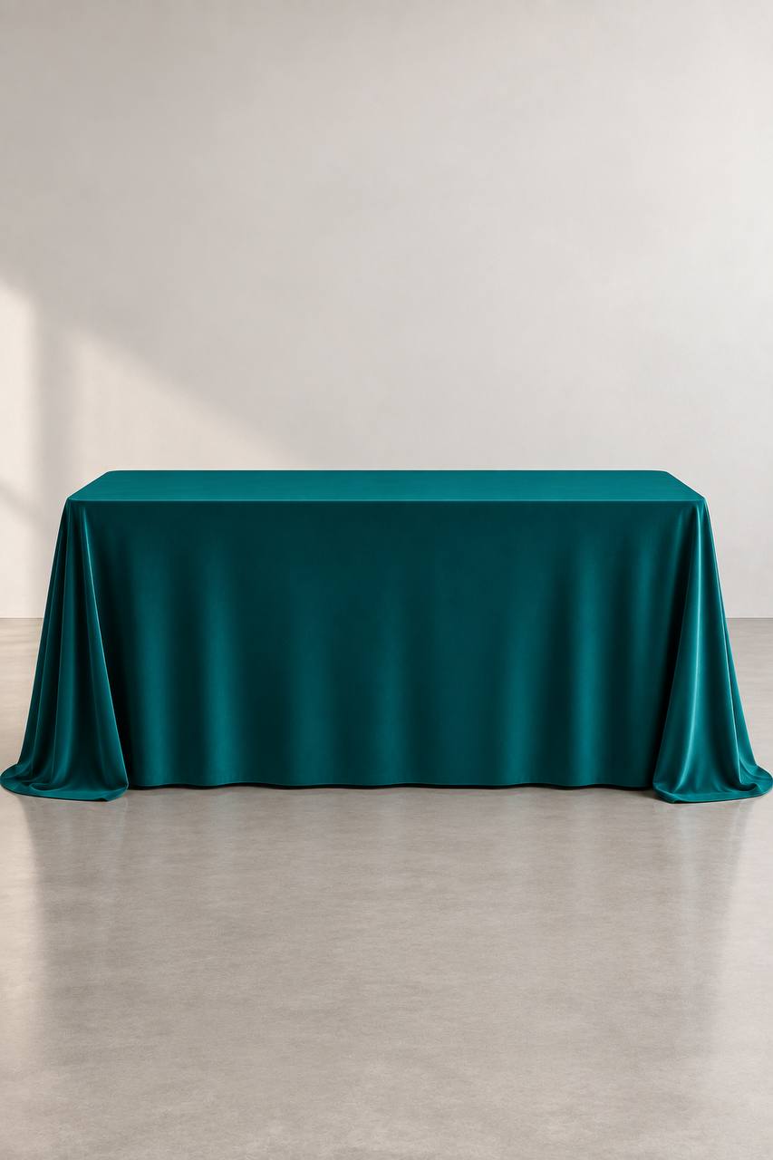 Samt-Tischdecke smaragdgrüne Farbe 300 × 400 cm, bügelfrei