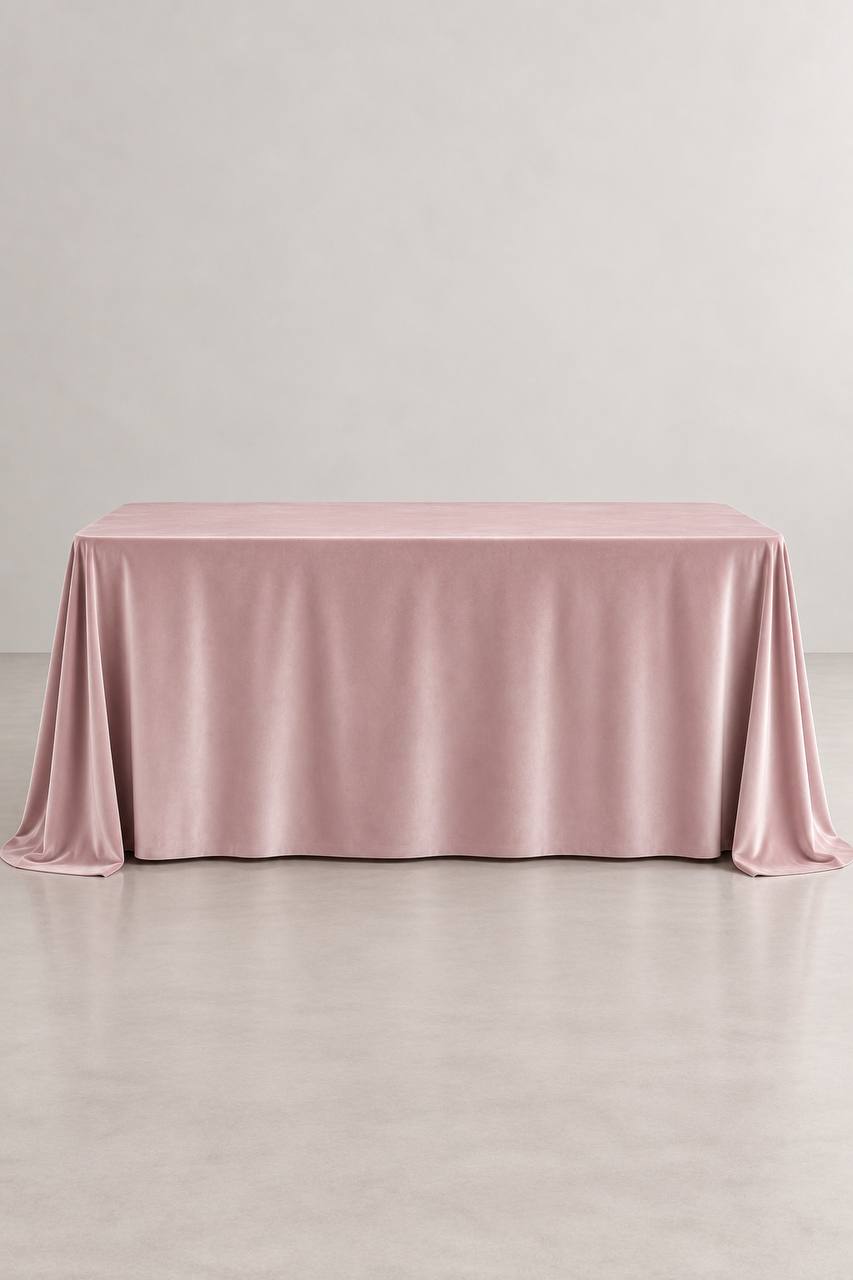 Samt-Tischdecke Rosa Puder 300 × 400 cm, bügelfrei