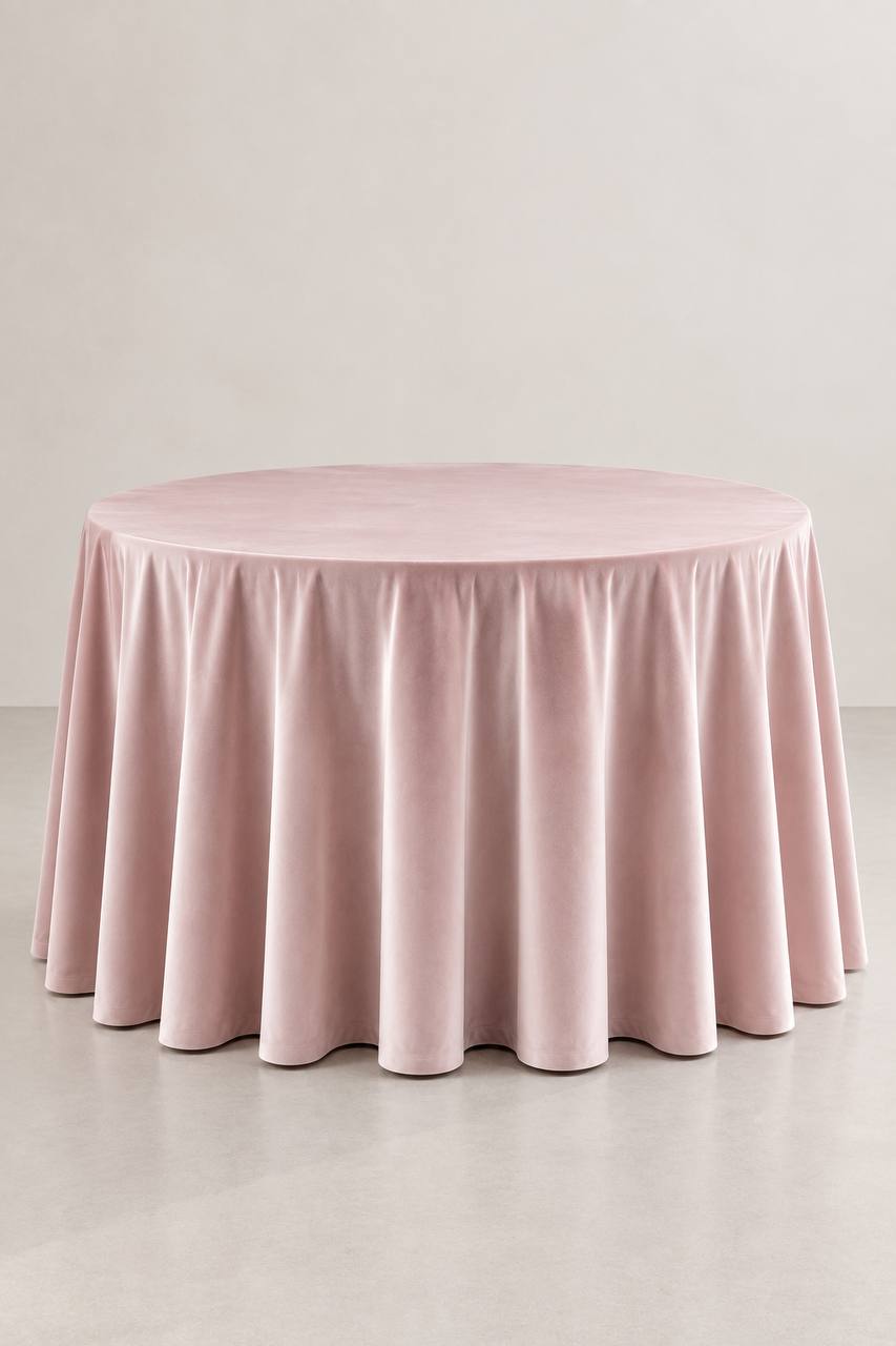 Samt-Tischdecke Rosa Puder 300 × 400 cm, bügelfrei